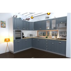 Bucatarie Zebra alba / Fronturi MDF Gri Dungi - Varianta 4